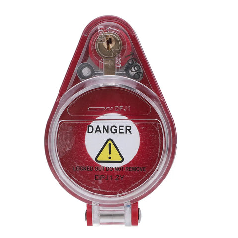Emergency Stop Button Switch Cover For 22mm Mount Transparent ABS Lockout Guard With Keys Tag And Cable Ties front view