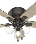 42 Inch Indoor Ceiling Fan With LED Lights And Pull Chain Kickin Low Profile Flush Mount 5 Blades Quiet Ceiling Fan Noble Bronze