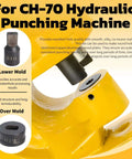 Beefy, Heavy Duty Slotted Die For CH-70 Hydraulic Punch Press, 4x13mm Hole Punch, showing die installation and key features.