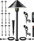 14 Light Low Voltage Landscape Lighting System With 12 Path Lights Kit And 2 Spotlights Aluminum Build Plug And Play IP65 Waterproof