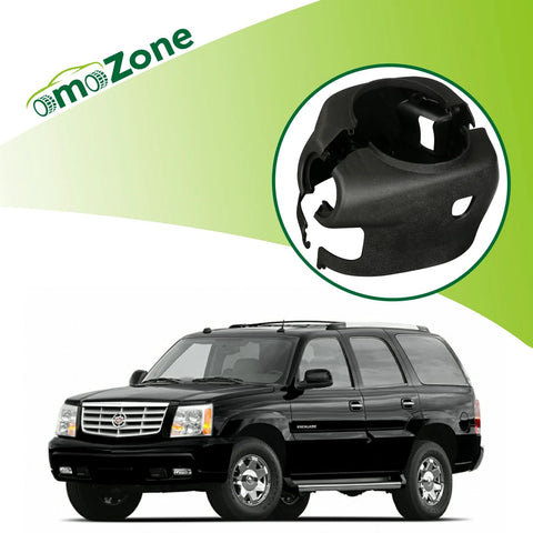 omoZone steering column trim cover kit, upper & lower, for 2003–2007 Chevy/GMC trucks; black plastic.