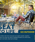 Freestyle Rocker Outdoor Rocking Chair with Beverage Holder by a Campfire in a Forest Setting