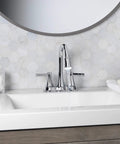 Lit Water Powered LED Light Bathroom Faucet With High Arc And Two Handles Polished Chrome Finish Modern Sink Tap installed