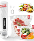 Portable Vacuum Sealer For Food With 80kPa Suction And Lock Function Includes 30 Reusable Bags and USB cable