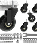 6 Pack 2.5 Inch Heavy Duty Swivel Caster Wheels For Creepers And Service Carts, tools and hardware included