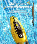 Yellow Dope Dual Motor RC Boat For Adults One Forty Third Scale Mini Remote Control Boat With Strong Screw Propeller Over Water