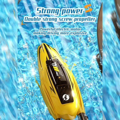Yellow Dope Dual Motor RC Boat For Adults One Forty Third Scale Mini Remote Control Boat With Strong Screw Propeller Over Water