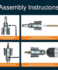 Beefy Built Tough Tungsten Carbide Tipped Hole Saw Kit assembly instructions with pilot bits and hex key details.