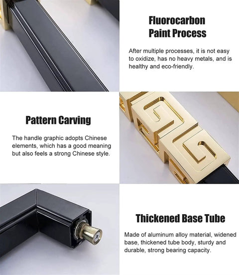 Double Sided Sliding Barn Door Handle For Wood And Glass Doors, 80cm 31.5in Push Pull Bar, aluminum construction, black finish, close-up view.