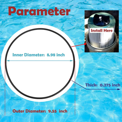 Pool Filter O Ring Replacement For Pentair Clean And Clear Cartridge Filters CC50 CC75 CC100 CC150 CC200 8.98 Inch Inner Diameter 0.275 Inch Thick Tank Clamp O Ring 1 Pack Easy Install And Durable Seal. black O-ring with 8.98 in ID and 0.275 in thickness for Pentair Clean and Clear filters