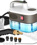 Quick Heat 10S Handheld Steam Cleaner, Chemical-Free Portable Steamer For Car, Grout, Tile, And Kitchen with accessories laid out.