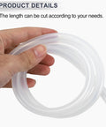 Hand holding clear high temp silicone vacuum hose for automotive use, ten feet long, one quarter inch inner diameter, eleven millimeter outer diameter.