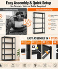 Infographic comparing assembly methods for Big Time 3 Tier Metal Bookshelf With Adjustable Storage Shelves Built Rock Solid From Thick Cold Rolled Steel.