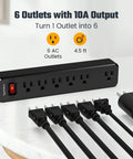 Must Have 6 Outlet Surge Protector Power Strip With Four And A Half Foot Extension Cord Two Pack 900 Joules on white surface