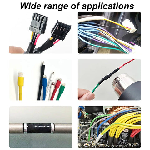 Various applications of Heat Shrink Tubing Kit 2 To 1 Ratio Multi Color Assortment with wiring and electronics