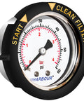 Waterproof Pool Pressure Gauge 60 PSI Back Mount One Fourth Inch NPT Replacement With Large Two Inch Dial Durable Protective Case Easy Bezel Twist For Quick Readouts On Pool Filter Systems, back-mount dial