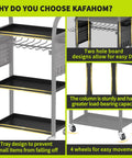 Beefy 4 Tier Rolling Tool Cart On Wheels With 8 To 12 Drill Holders Metal Utility Organizer For Garage Workshop And Warehouse Ultra Capacity Tool Storage Rack On Wheels shown with features like trays and wheels highlighted.