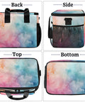 Abstract Gradient Insulated Picnic Backpack Lunch Bag For Women And Men Grab And Go Portable Tote showing front, side, top, and bottom views