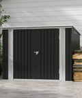 6 X 3 Ft Horizontal Metal Shed with double lockable doors and sloping roof, perfect for trash cans, garden tools, bikes, and pool gear.