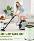 Woman using vacuum with 2 Pack Replacement Filter For Wet Dry Vacuums 5-20 Gallon And 6-9 Gallon Models Compatible With 17816