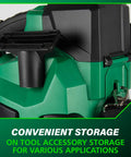 Cordless 18V Wet Dry Vacuum Bare Tool, 1.6 Gallon Capacity, HEPA Filtration, accessory storage view