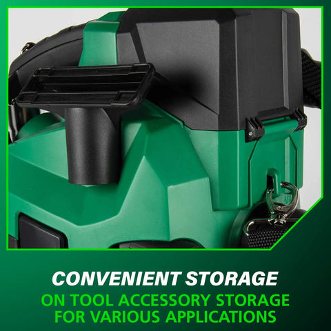 Cordless 18V Wet Dry Vacuum Bare Tool, 1.6 Gallon Capacity, HEPA Filtration, accessory storage view