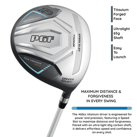 Women Gold TP 11-Piece Complete Golf Club Set Right Hand Petite, Forgiving 460cc Titanium Driver With Large Sweet Spot, Lightweight Build