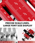 Top Shelf Adjustable Cabinet Door Positioning Jig showing precise scale lines, aluminum alloy material, adjustable range 0-60mm