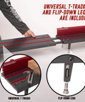 Heavy Duty 24 Inch Aluminum T Track Extensions For Woodworking Setup With Splice Plates And Hardware Set Of 2 showing t-tracks and flip-down legs.