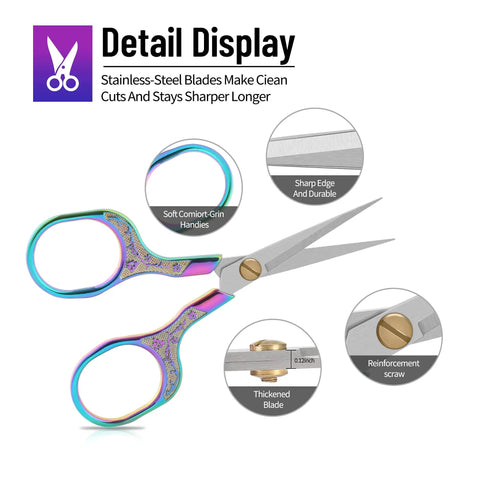 Ultra Sharp 5 Inch Embroidery Scissors 2 Pack Precision Snips For Crafting Crochet Sewing Paper Cutting And Fabric Work, stainless steel