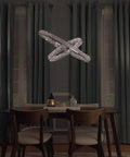 Hella Sharp Six Light Ceiling Pendant With Glossy Polished Chrome Trim And Classic Beveled Crystal Glass Shades, modern dining setting
