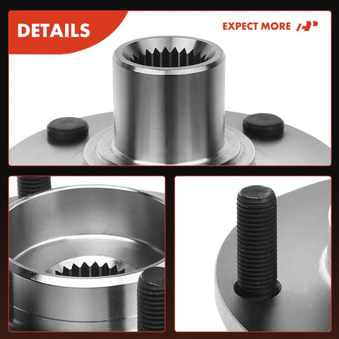 Front Wheel Bearing And Hub Kit For Ford Focus 2000 2011 4 Lug Direct Fit Replacement with visible close-up on threads and studs.