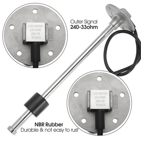 Fuel Tank Sending Unit 240 To 33 Ohms For Marine Boat Auto Truck RV Stainless Steel Gas Sender With Fuel And Water Level Gauge