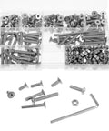 260 Piece M5 Nut Bolt And Washer Assortment Kit with carbon steel fasteners in a plastic organizer box.