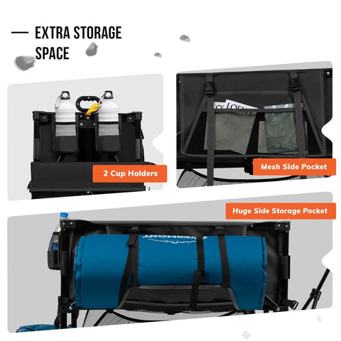 400L Double Decker Folding Utility Wagon With 450Lb Capacity And 47 Inch Extended Shelf showing extra storage space and cup holders