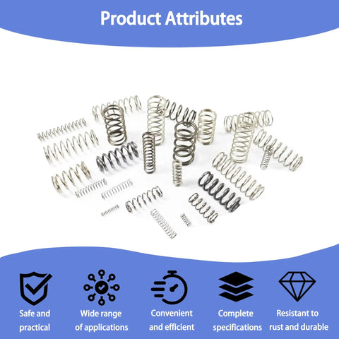 Heavy Duty Compression Springs Assortment Kit With 390 Pieces In 24 Sizing Options Made From Super Durable Stainless Steel Perfect For Any Tough Home Repair Or DIY Project That Needs Solid Maintenance And Quick Fixing Jobs Like A Pro, assorted stainless steel springs
