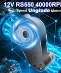 Two Pack 12V RS550 Upgrade Ride On Motor Gearbox High Speed 40000 RPM Replacement Parts, highlighted in blue digital effects