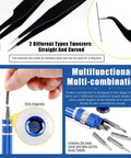 39 Piece Pro Grade Model Tools Kit showing tweezers and magnetic screwdriver with interchangeable heads for model building and hobby crafting