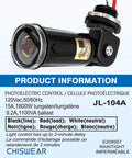 Close-up of Two Pack Automatic Outdoor Light Sensor Switch with product information label and wiring details.