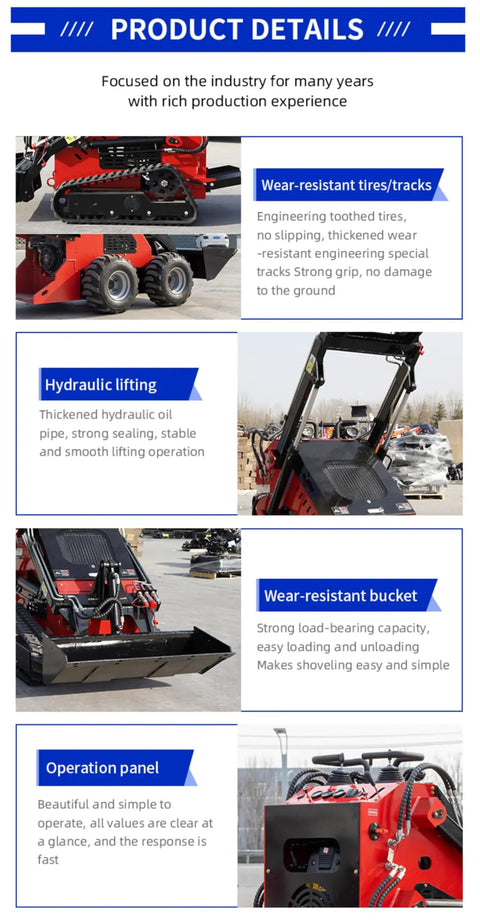 Close-up of Compact Track Loader Skid Steer With Enclosed Cab And High Flow Hydraulics For Snow Removal components.
