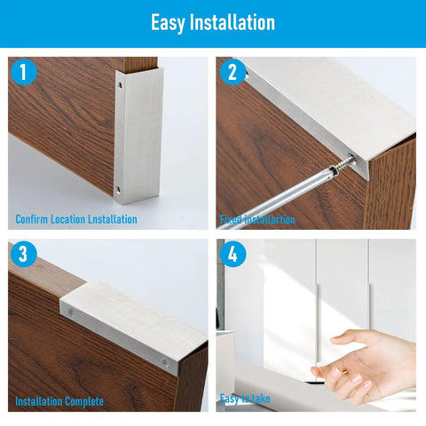 Installation steps for 10 Pack Edge Finger Pulls For Cabinets 120mm Total Length With 96mm Hole Center Concealed Drawer Pulls.