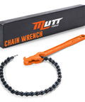 Heavy Duty Chain Wrench For Pipes And Oil Filters, 19 Inch Chain Design, 12 Inch Orange Handle, Packaged Box, Mechanic Tool