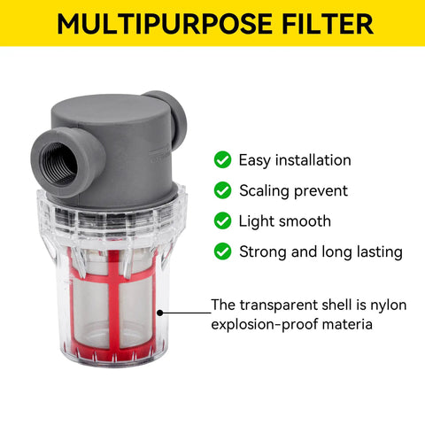 Badass Heavy Duty 1/2 Inch Female NPT In Line Strainer For Garden Hose And Pressure Washer, multipurpose filter with nylon shell.