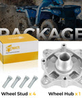 Badass Heavy Duty Rear Wheel Hub Assembly With Studs Replacement For Polaris RZR Sportsman Ace Ranger ATV UTV Models, includes 4 studs.