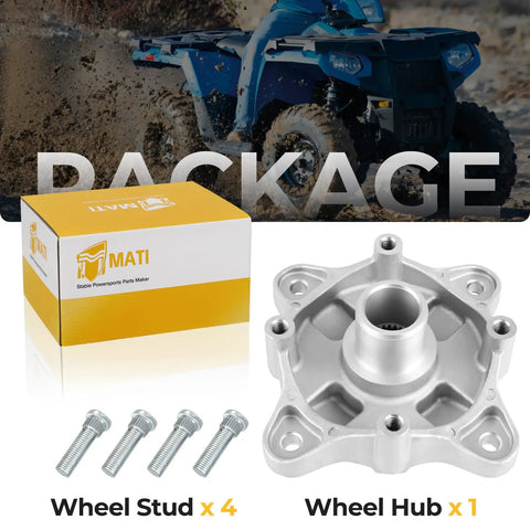Badass Heavy Duty Rear Wheel Hub Assembly With Studs Replacement For Polaris RZR Sportsman Ace Ranger ATV UTV Models, includes 4 studs.
