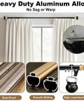 Ultra Smooth No Jam Silent Wall Mounted Curtain Track System With Aluminum Sliding Rails And Heavy Duty Roman Rod Modern Room Divider For Living Room And Bedroom Black Seven Point Two Feet, wall-mounted black aluminum curtain track with curtains