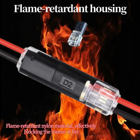 Push In Wire Connectors With Locking Buckle For 18 To 22 AWG Solid And Stranded Wires One Second Install flame-retardant housing