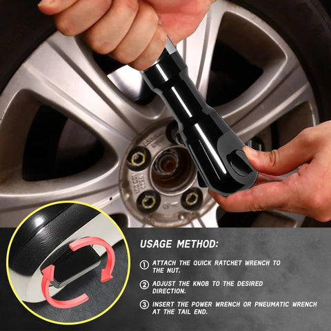 Person using Half Inch Offset Extension Wrench With Impact Ratchet 120Nm 42T Precision Gear 430mm Long on car wheel