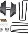 Heavy Adjustable Front Leveling Lift Kit For 1999 To 2004 Ford F250 F350 Super Duty 4X4 parts including coil spacers, hardware.