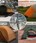 Heavy Duty 8 Inch Tent Stakes Set With Metal Pegs Fluorescent Silicone Rings And Storage Bag For Camping in various terrains